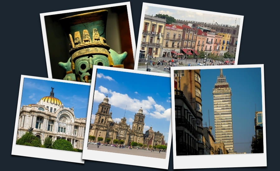 Picture collage of Historic Downtown main Landmarks