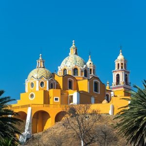 View of main Church in Puebla de los Angeles Mexico.