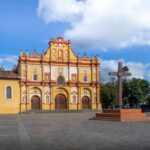 View of plaza and colonial church in San Cristobal de las Casas, Chiapas